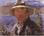 Lovis Corinth Self-Portrait in a Straw Hat Sweden oil painting artist